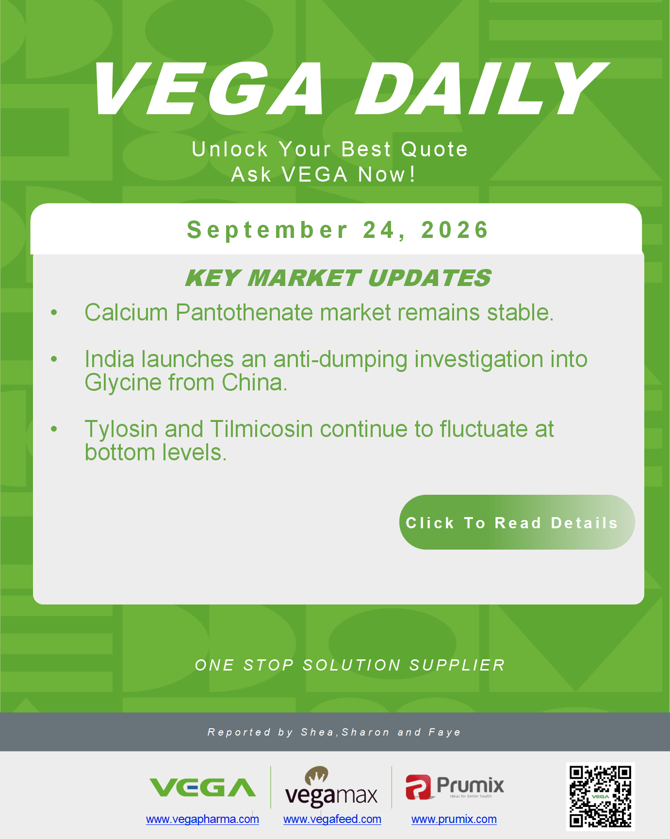VEGA Daily 20260924 Calcium Pantothenate Glycine Tylosin Tilmicosin.png